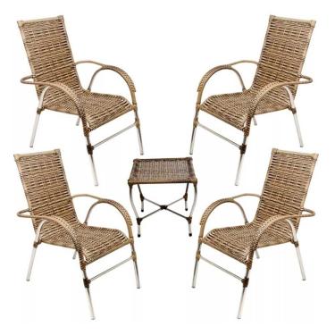 Imagem de Kit 4 Cadeiras Vênus E Mesa De Centro Garden Trama Original Capuccino