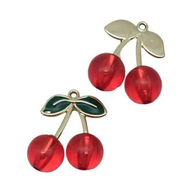 Imagem de Pingentes De Cereja Vermelha Esmaltados, 10-12 Peças, Berloques De Lig