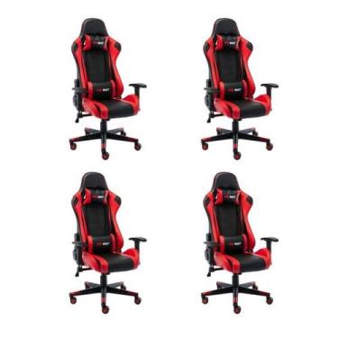 Imagem de Kit 4 Cadeiras Gamer Giratória One Shot - Espresso Móveis