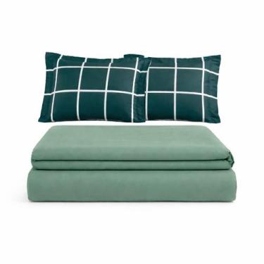 Imagem de Kit Jogo Lençol Roupa Cama Casal Padrao 5 Pçs Elastico Fronha 200 Fios