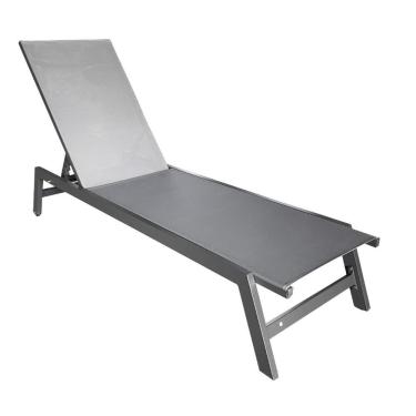 Imagem de Espreguiçadeira Jeri Fratini 191 Cm (largura) Em Alumínio E Assento Em Tela Cor Cinza Com 2 Rodinhas