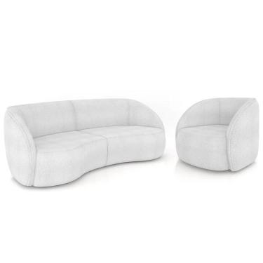 Imagem de Sofá 4 Lugares Orgânico 318cm e Poltrona Zion Z32 Boucle Branco - Mpozenato
