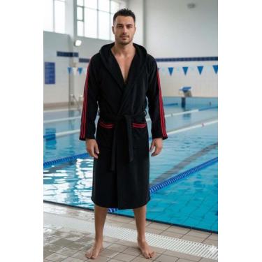 Imagem de Roupão Masculino Capuz - Conforto E Carinho, P, Preto