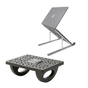 Imagem de Kit Escritório e Home Office - Apoio para Pés Ergonômico + Suporte Notebook - Gshield