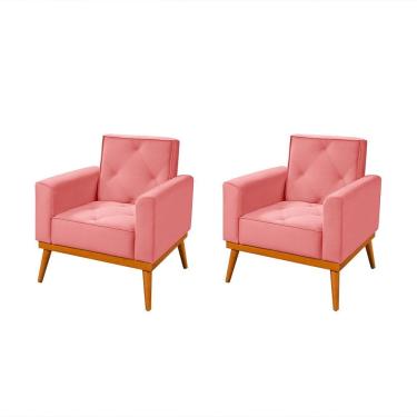 Imagem de Kit 2 Poltronas em Veludo Florença Rosê