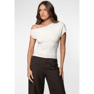 Imagem de Blusa Malha Decote Manga Irregular Creme-Feminino