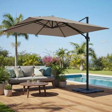 Imagem de Ombrelone Lateral De Aluminio Articulavel 2,6X2,9X2,9M Taupe - Bril Ho