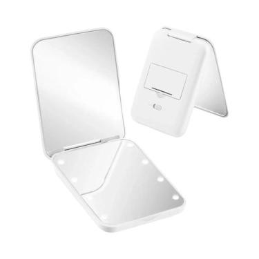 Imagem de Espelho De Maquiagem LED Com 3X De Ampliação, Mini Espelho De Viagem D