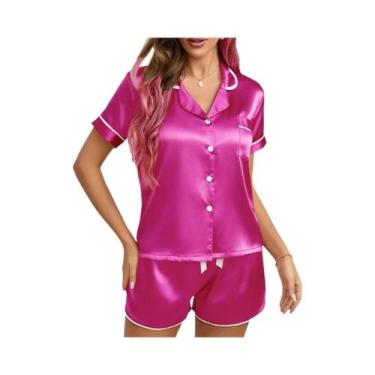 Imagem de Conjunto De Pijamas Femininos Com Bordado De Coração, Camisa De Manga 