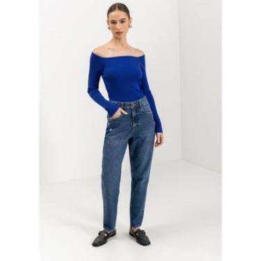 Imagem de Calça Mom Jeans Com Cintura Alta E Bolsos Funcionais-Feminino