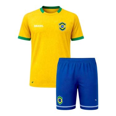 Imagem de Kit Camisa e Calção Braziline Mini Craque Brasil Juvenil-Unissex
