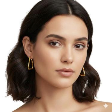 Imagem de Brinco Feminino Argola  Maria Banhado a Ouro Semi Jóia Juliana Prado 39103