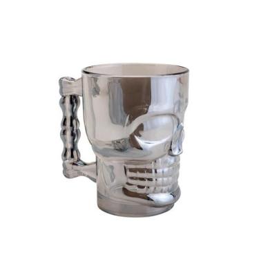 Imagem de Caneca de Chopp Lyor Caveira Rock Style Cinza de Vidro 510ml - Wolff