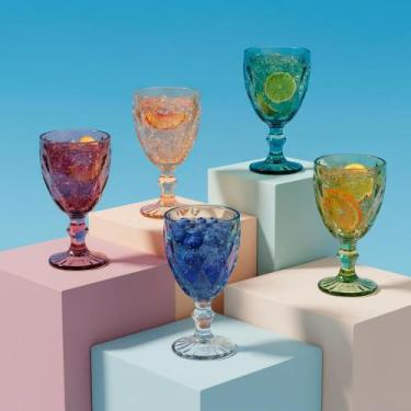 Imagem de Taça para Água Lyor Diamond de Vidro Azul 330ml - Wolff