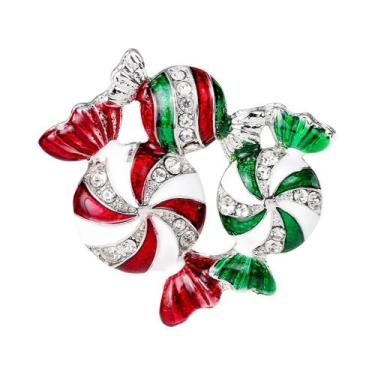 Imagem de Broche Feminino De Natal Com Strass, Design De Pinheiro, Maçã, Sino E 