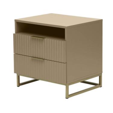 Imagem de Mesa de Cabeceira Ondulada Frapê Westwing - Westwing Collection, Bege,