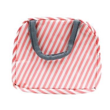 Imagem de Bolsa Marmita Lancheira Termica Estampada Trabalho Faculdade Estampa:listrado Rosa