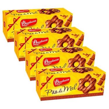 Imagem de 4 Pão De Mel Com Cobertura Chocolate Ao Leite Bauducco 240g