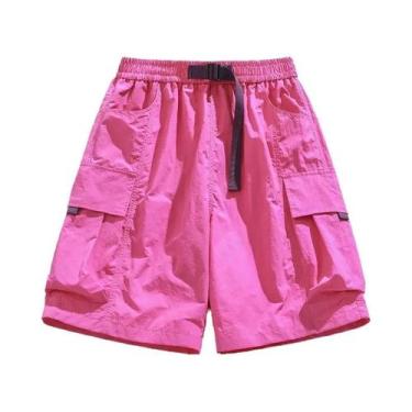 Imagem de Shorts Cargo Femininos Casuais De Verão Com Cinto, Bolsos Grandes, Res