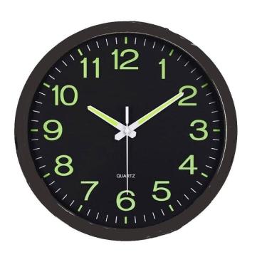 Imagem de Relogio Parede Luminoso Fluorescente 30Cm Brilha No Escuro Vintage Silencioso Luxo Analogico Escritorio Casa