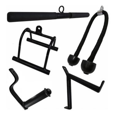 Imagem de Puxador Musculação Kit Crossover Academia Completo 5 Peças-Unissex