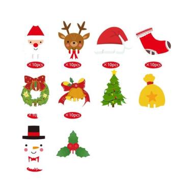 Imagem de 100 Cartões De Natal Para Copos De Vinho: Papai Noel, Alce, Árvore De 