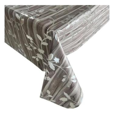Imagem de Toalha De Mesa Metalizada Cozinha Floral Madeira Jantar Festa Casament