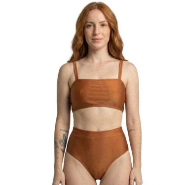 Imagem de Biquíni Cropped Hot Pants Top Faixa Liso Bella Fiore Cintura Alta Para