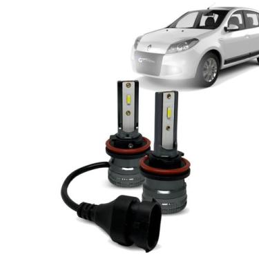 Imagem de Kit Par Super Led Mini Rayx Sandero 13 14 Farol Alto Baixo Milha