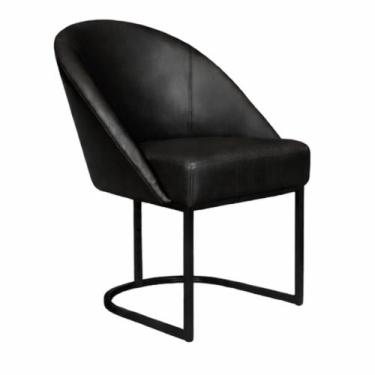 Imagem de Cadeira Lua Metal Preto Decorativa Estofada em material sintético Pret