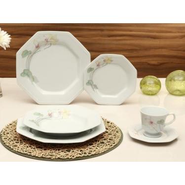 Imagem de Aparelho de Jantar Chá 30 Peças Schmidt Porcelana - Octogonal Classic 
