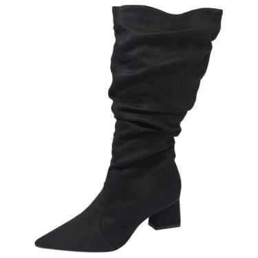 Imagem de Bota Feminina Salto Bloco Baixo Bico Fino Confortavel Cacci