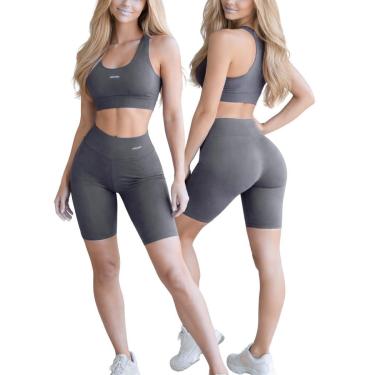 Imagem de Conjunto Anna Estilo Ciclista Top Short esportivo Para atividades físicas feminino-Femi...
