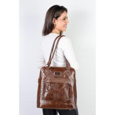 Imagem de Bolsa mochila de couro croco Lívia-Feminino