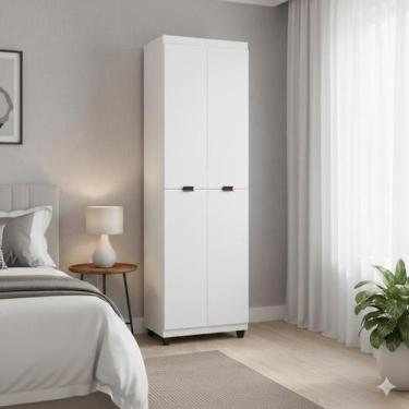 Imagem de Armário Multiuso Clean 4 Portas 6 Nichos Organizador Lavanderia Quarto