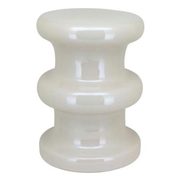 Imagem de BANQUETA BANCO DECORATIVO JARDIM GARDEM CERÂMICA 45x33x33cm CREME