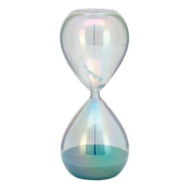 Imagem de AMPULHETA DECORATIVA ENFEITE 19x8x8cm VIDRO FURTA-COR AREIA AZUL