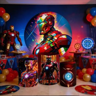 Imagem de Capas Painel Redondo Cilindro Ferro Homem Super Heroi - Painel De Fest