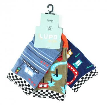 Imagem de Meia Lupo Infantil Kit C/3 2630, Azul, UN