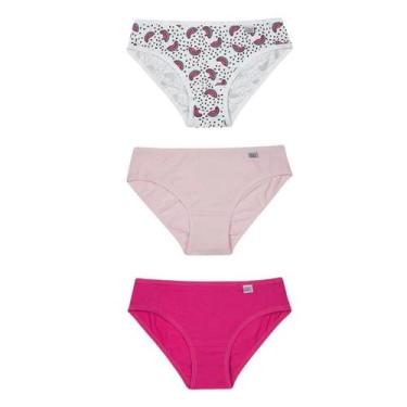 Imagem de Kit 3 Calcinhas Infantil Delrio 51309 Estampadas Algodão, Melância, PP