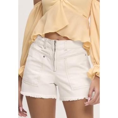 Imagem de Shorts Juvenil Tecido Jeans Cintura Alta Off BobbyLulu, 16, Off white