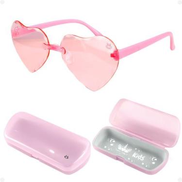 Imagem de oculos sol coração infantil retro vintage menina rosa + case qualidade