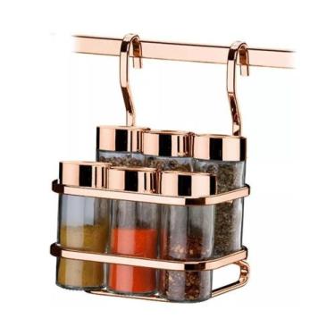 Imagem de Kit Porta-temperos 6 Potes Condimentos Sal Suporte Cozinha - Future,  