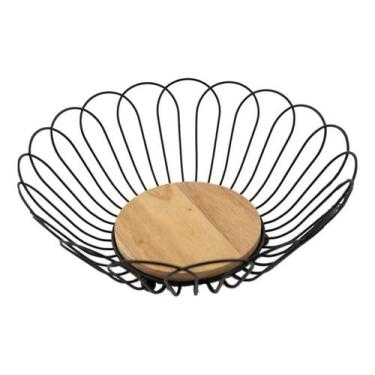 Imagem de Fruteira De Mesa Elegante Robusta De Metal Com Base Madeira - Dcasa