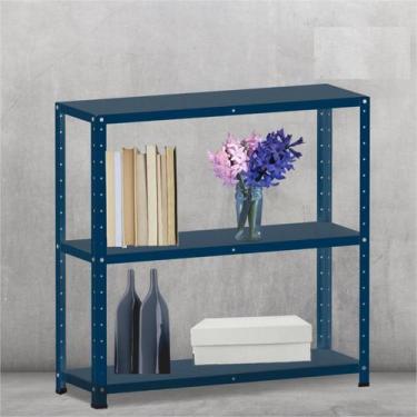 Imagem de Estante Multiuso 3 Prateleiras 92cm Aço Cinza/Azul Delrey - Pandin Móv