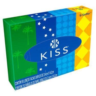 Imagem de Lenço de papel facial folha dupla 14,2x21,4cm com 50 und - Kiss