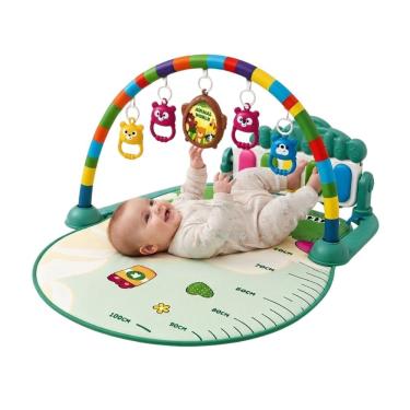 Imagem de Tapete Musical Infantil Interativo Modelo Piano com Arco Removível e Teclas Coloridas Verde