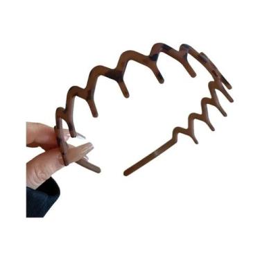 Imagem de Pente De Cabelo Feminino Marrom De Resina Com Dentes Ondulados E Desig