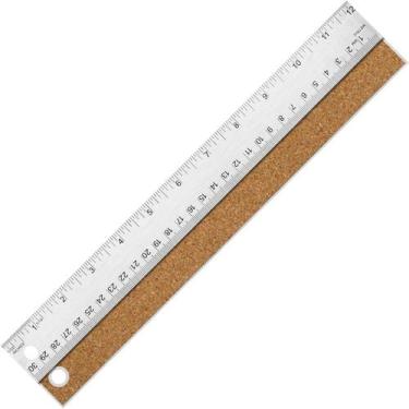 Imagem de Régua metálica VORIGY 30 cm em aço inoxidável com base de cortiça