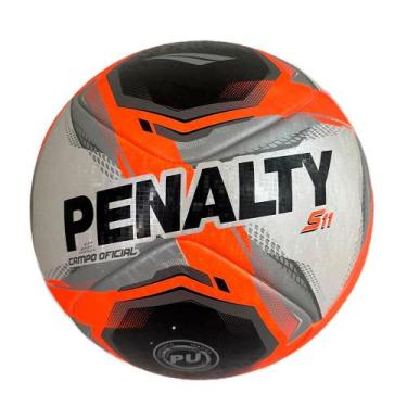 Imagem de Bola de Futebol Campo Oficial Penalty S11 RI XXV Cinza Preto e Laranja